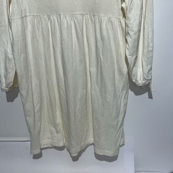 One World Women's Cream Crochet Sequin 3/4 Sleeve 100% Cotton Blouse Large - Picture 7 of 9